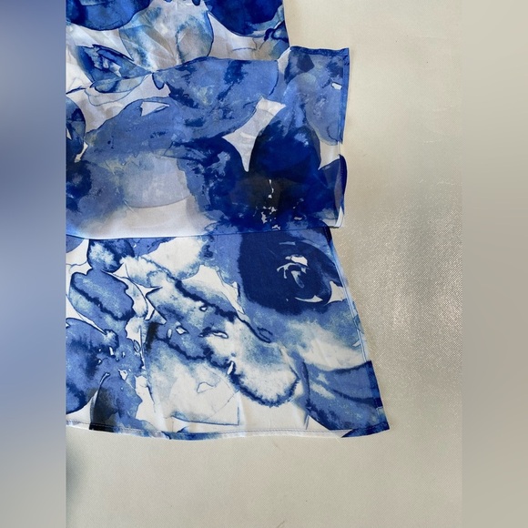 NEW Size M Slim Factor Investments 3/4 Sleeve Button Front Long Top Blue $79 - Picture 4 of 11